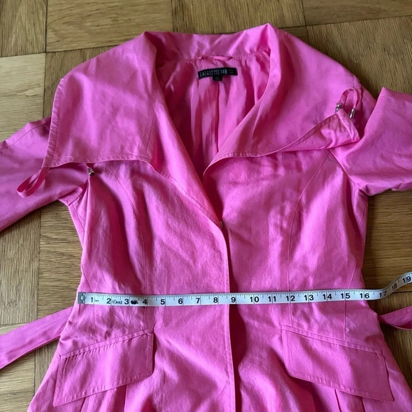 Lafayette 148 Pink Trench Jacket US 2 Belted Overcoat Barbiecore Style - Picture 6 of 8